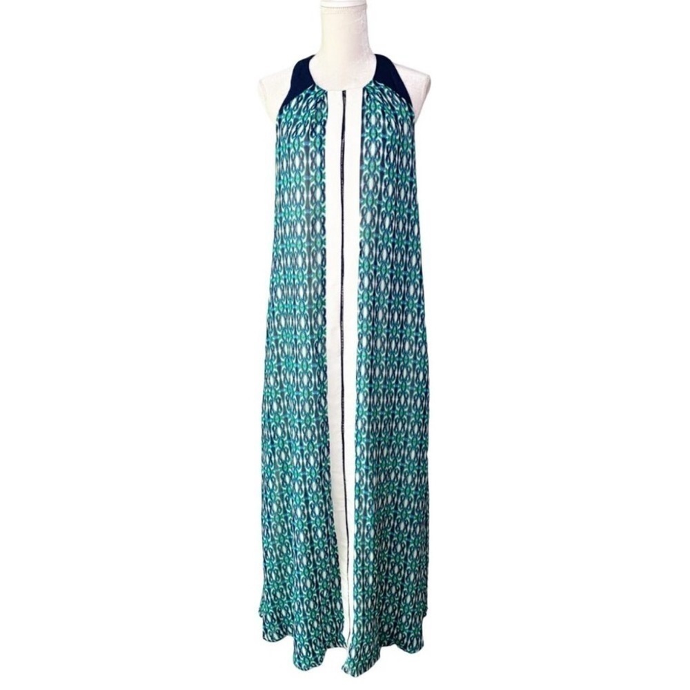 Adelyn Rae Women Medium Maxi Open Back Dress Green Blue New‎ Flowy Summer Picnic